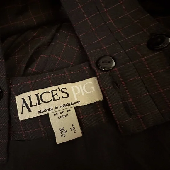 Alice’s Pig Brown Checked Pleated Skirt with Detachable Straps Size 2 - Picture 5 of 5